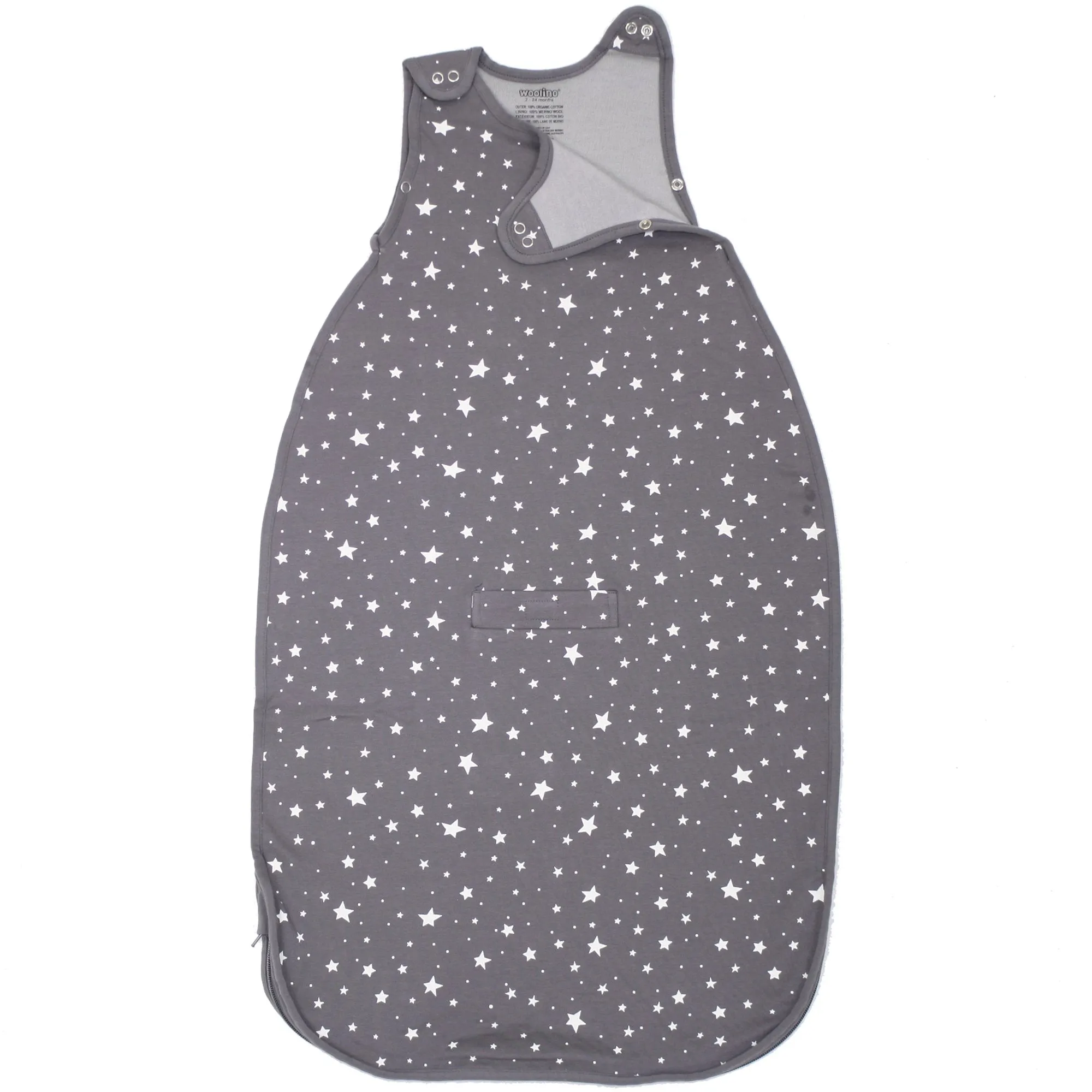 4 Season Ultimate Baby Sleep Bag, Merino Wool & Organic Cotton, 2 Months - 2 Years, Star Gray