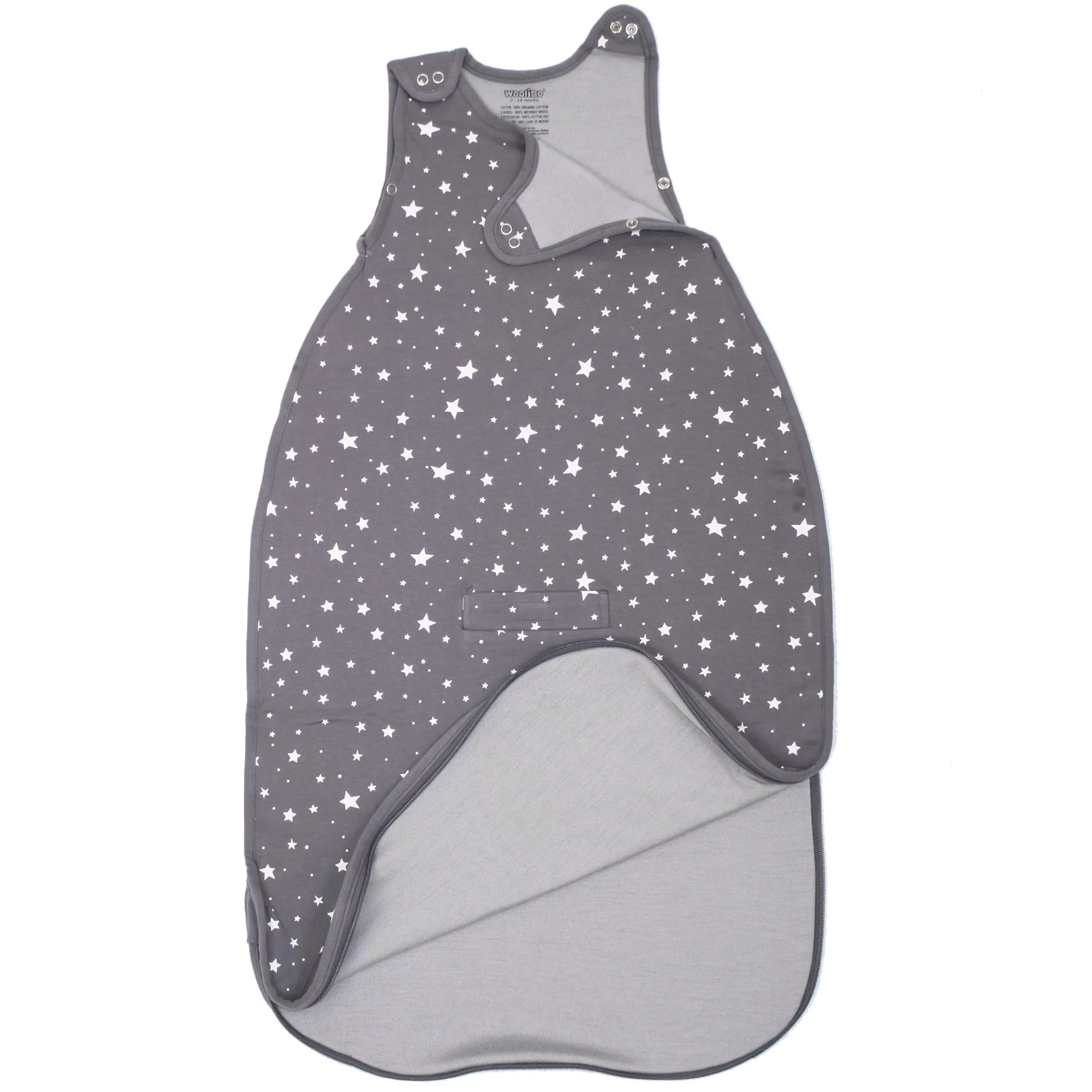 4 Season Ultimate Baby Sleep Bag, Merino Wool & Organic Cotton, 2 Months - 2 Years, Star Gray