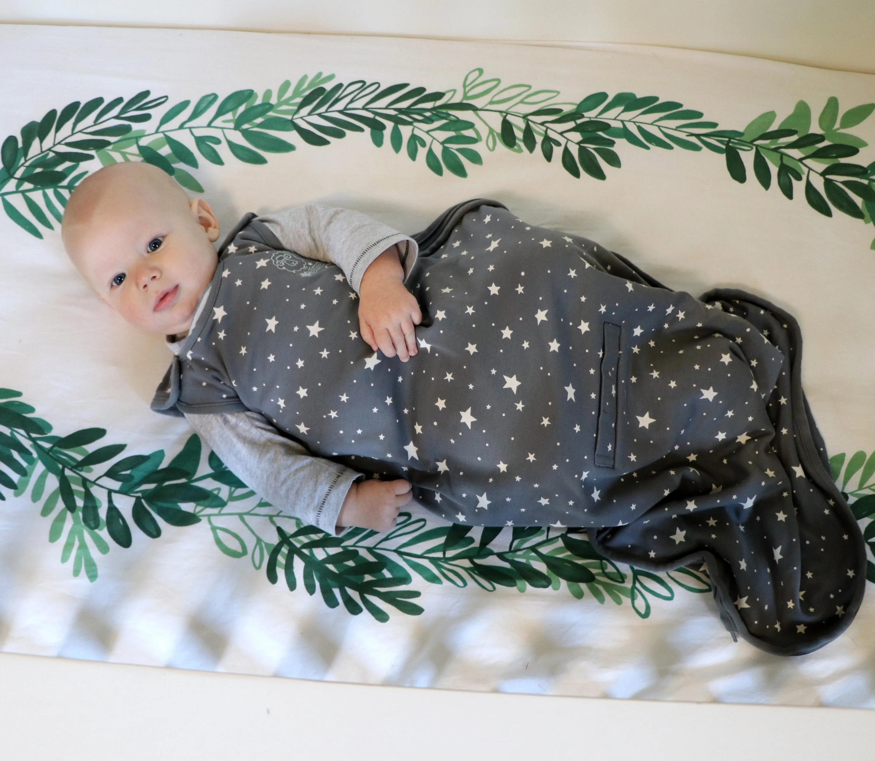 4 Season Ultimate Baby Sleep Bag, Merino Wool & Organic Cotton, 2 Months - 2 Years, Star Gray