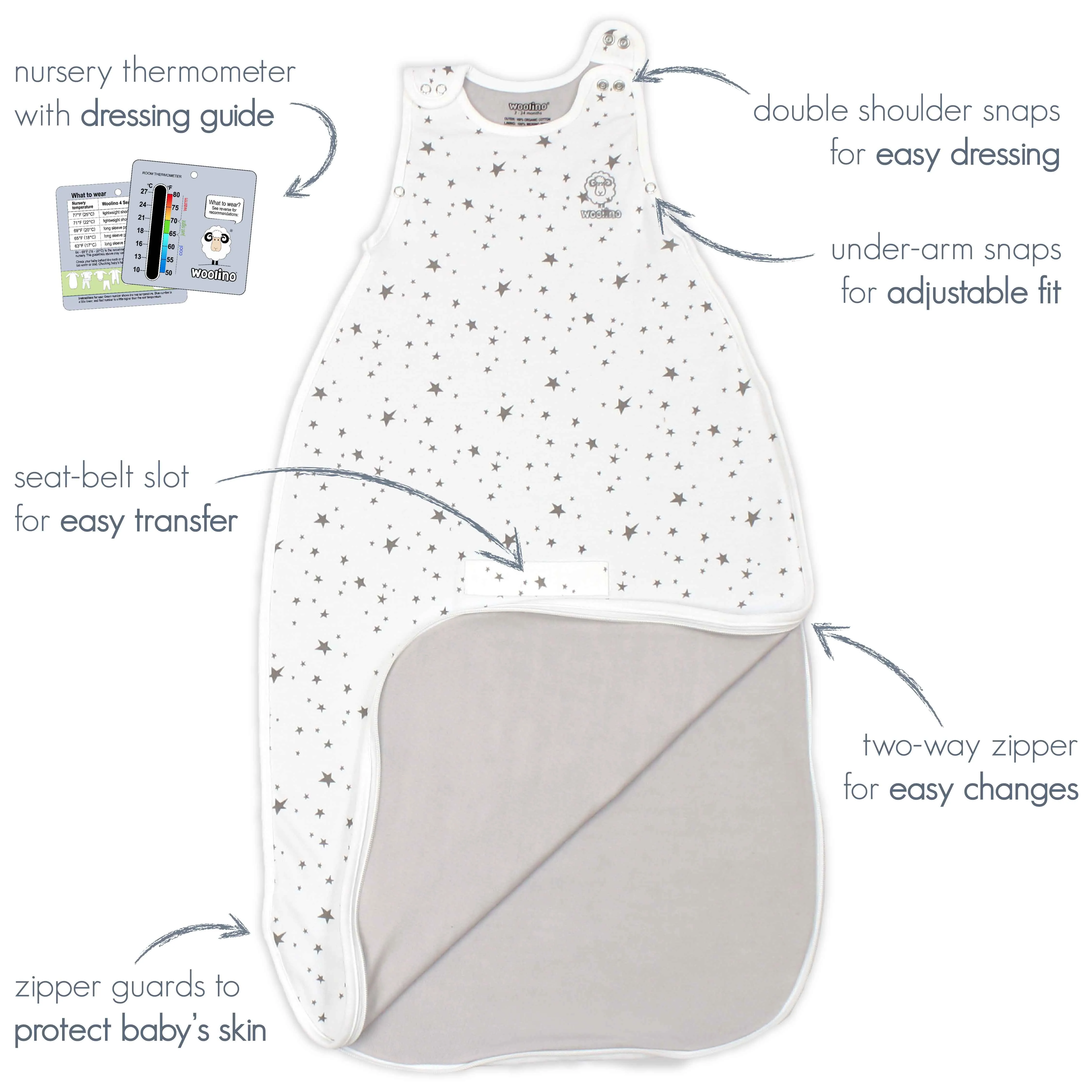 4 Season Ultimate Baby Sleep Bag, Merino Wool & Organic Cotton, 2 Months - 2 Years, Strawberry
