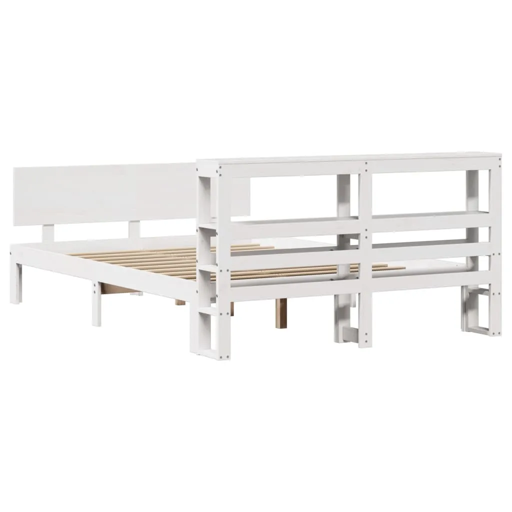 Bed Frame with Headboard without Mattress White 160x200 cm