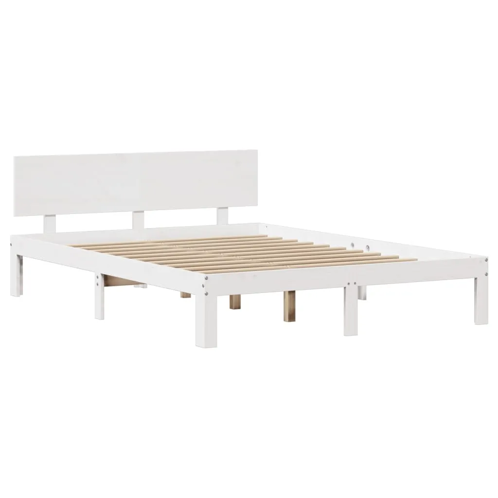 Bed Frame with Headboard without Mattress White 160x200 cm