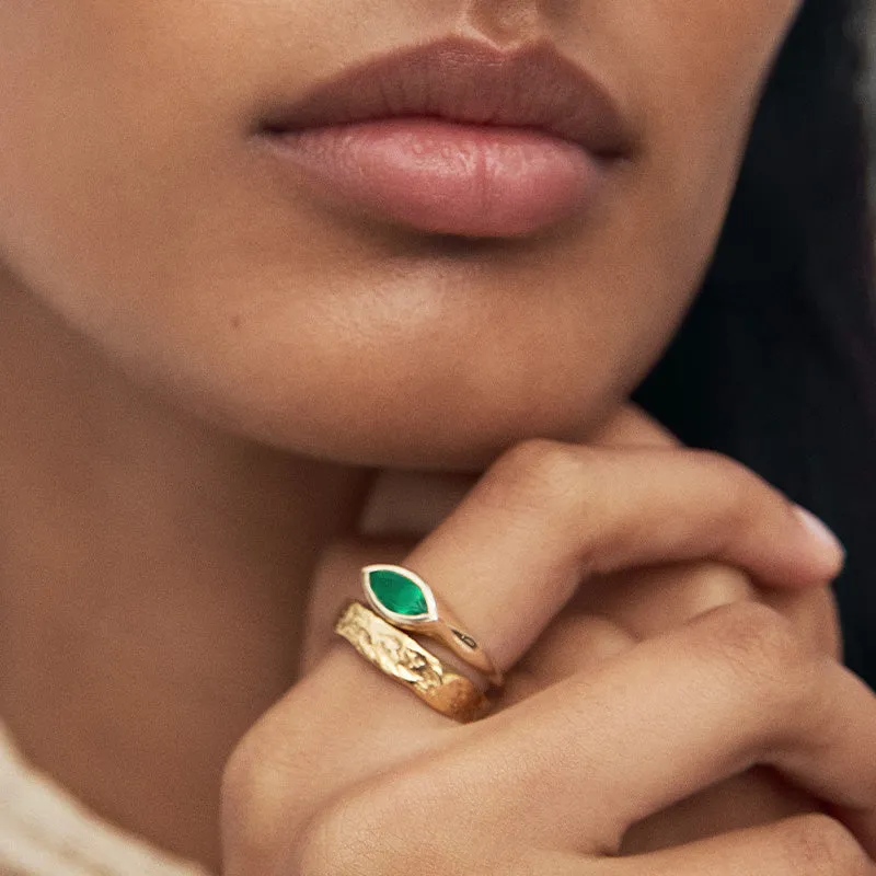 Iris Ring, Green Onyx, Gold