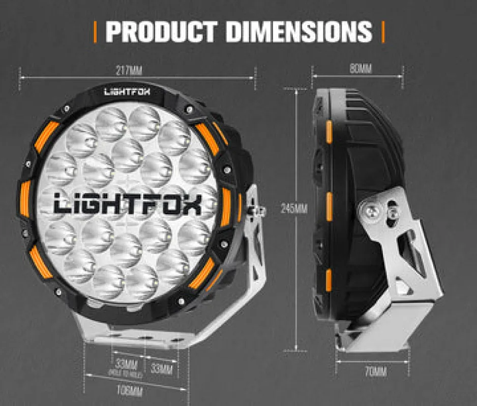 Lightfox 9" LED Driving Lights with Harness | Pair | Includes Covers
