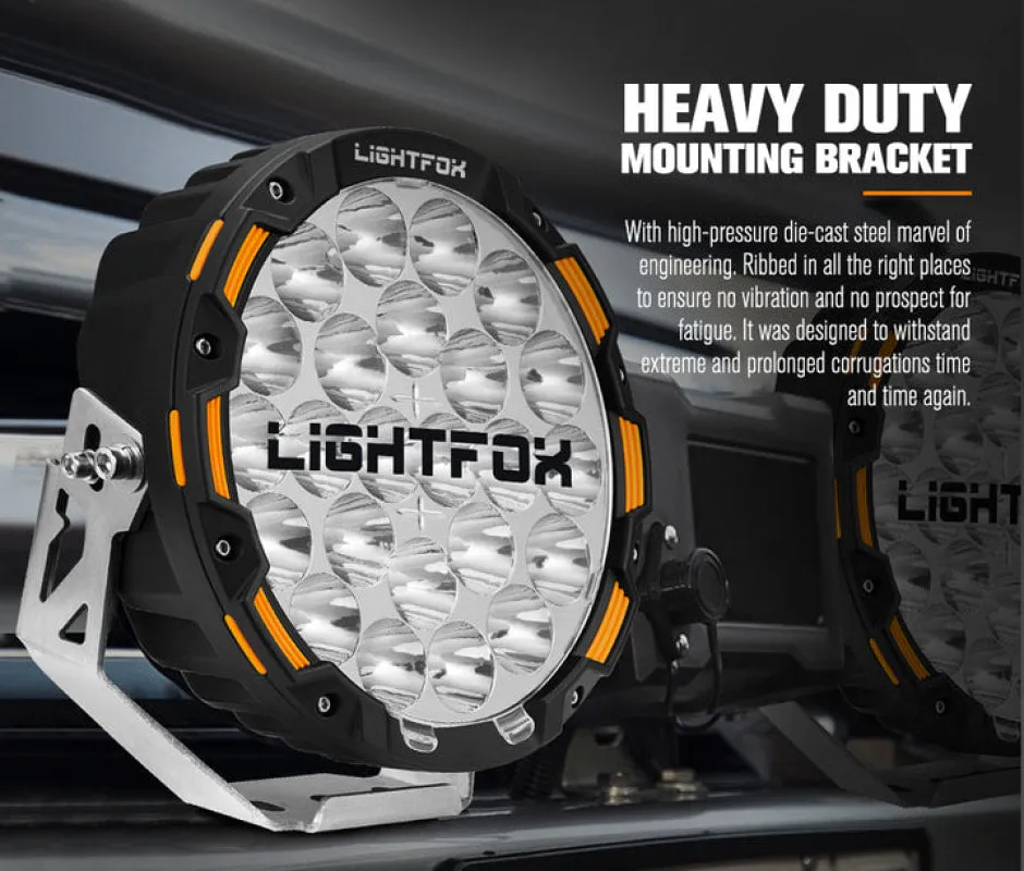 Lightfox 9" LED Driving Lights with Harness | Pair | Includes Covers
