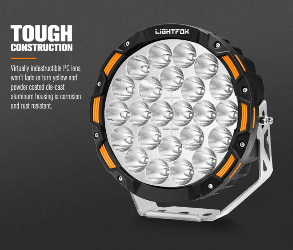 Lightfox 9" LED Driving Lights with Harness | Pair | Includes Covers
