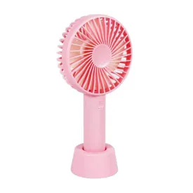 Mini Handheld Portable Fan USB Rechargeable Built-in Battery Operated Summer Cooling Desktop Fan with Standing Holder Handy Base for Home Office Outdoor Travel