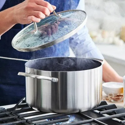 New - Blue Diamond 10pc Stainless Steel Clad Cookware Set Metallic Silver