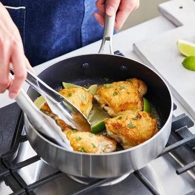 New - Blue Diamond 10pc Stainless Steel Clad Cookware Set Metallic Silver