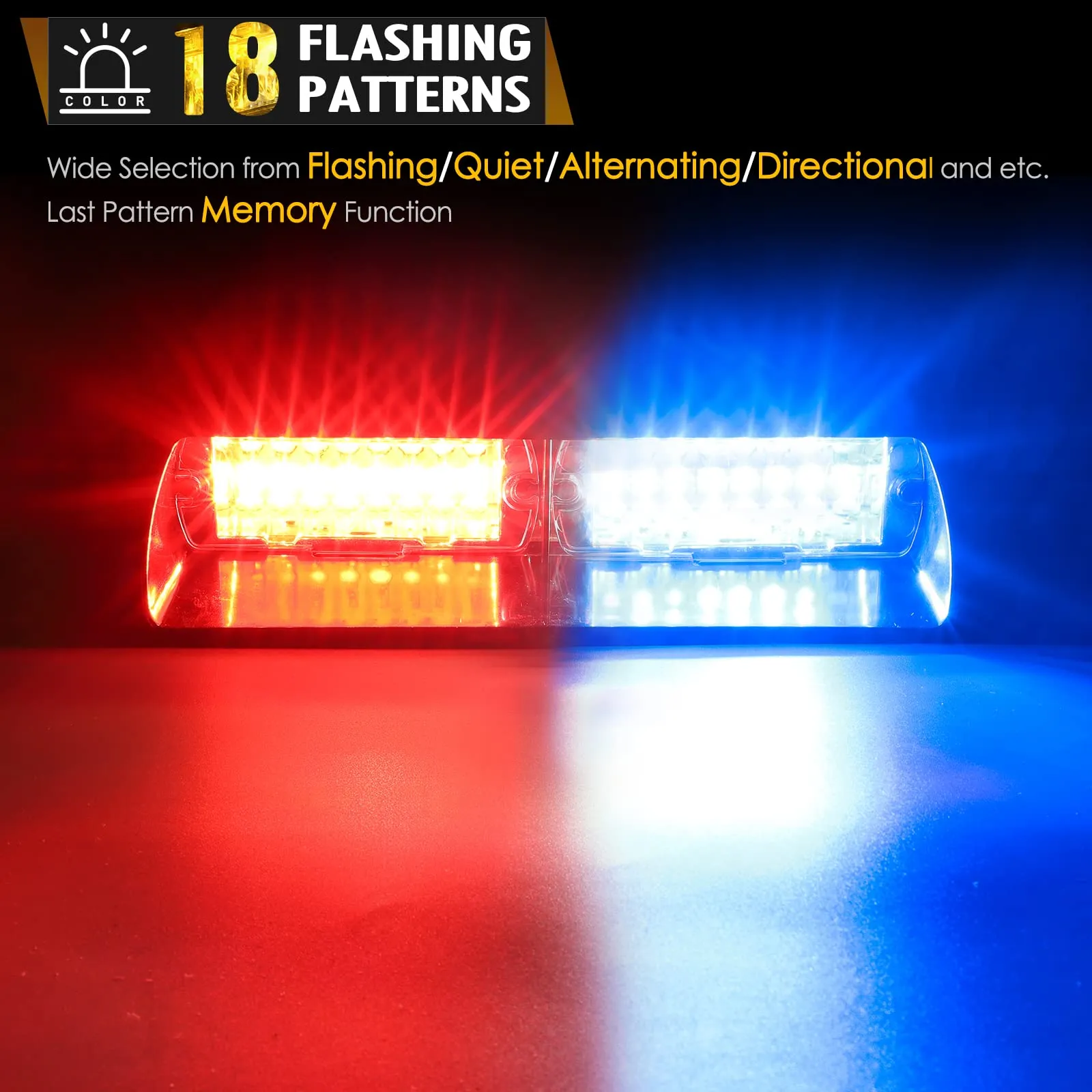 Partsam Red Blue LED Windshield Emergency Strobe Lights