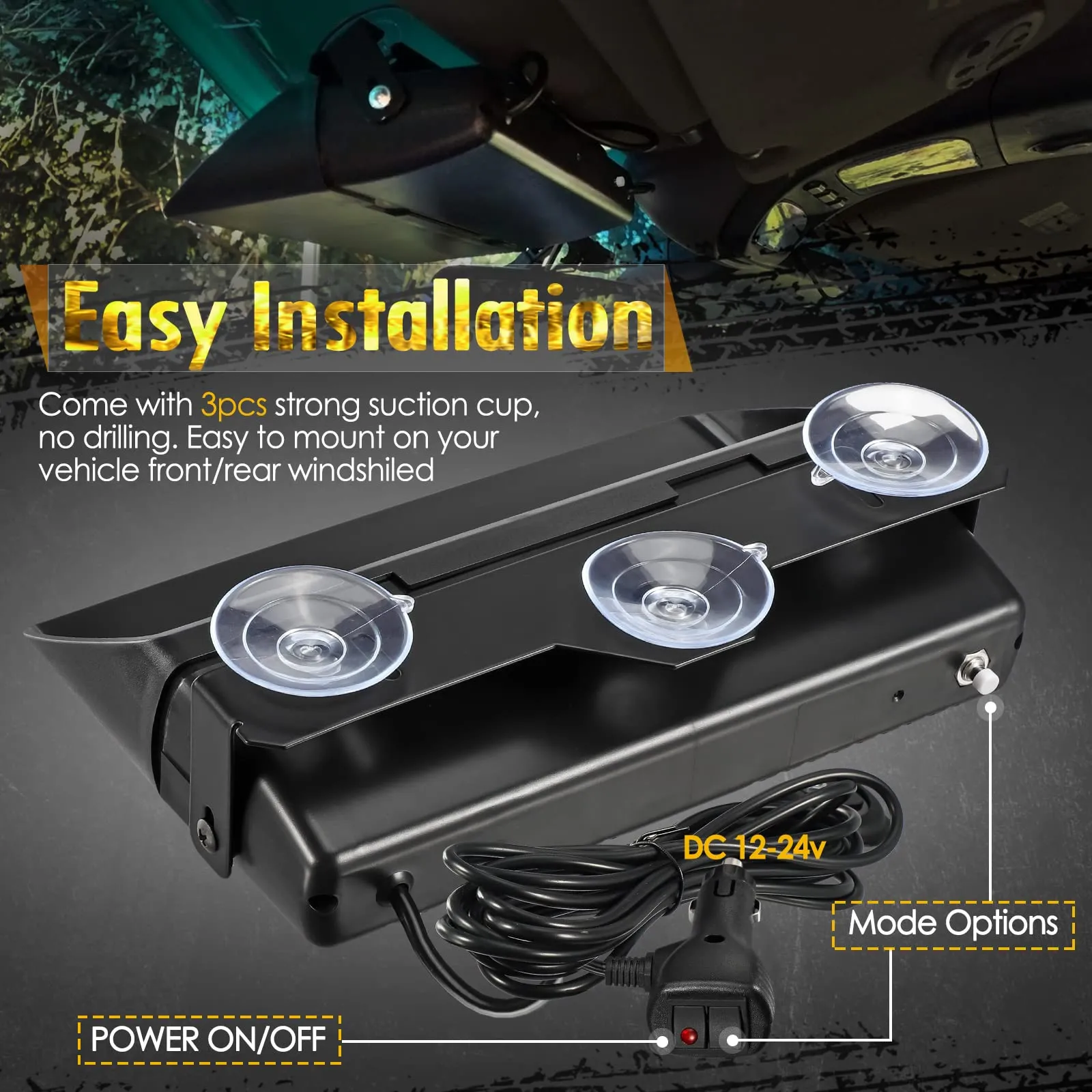 Partsam Red Blue LED Windshield Emergency Strobe Lights