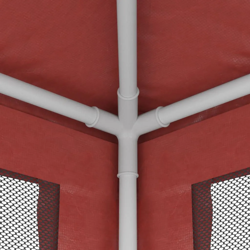 Party Tent with 4 Mesh Sidewalls Red 2x2 m HDPE