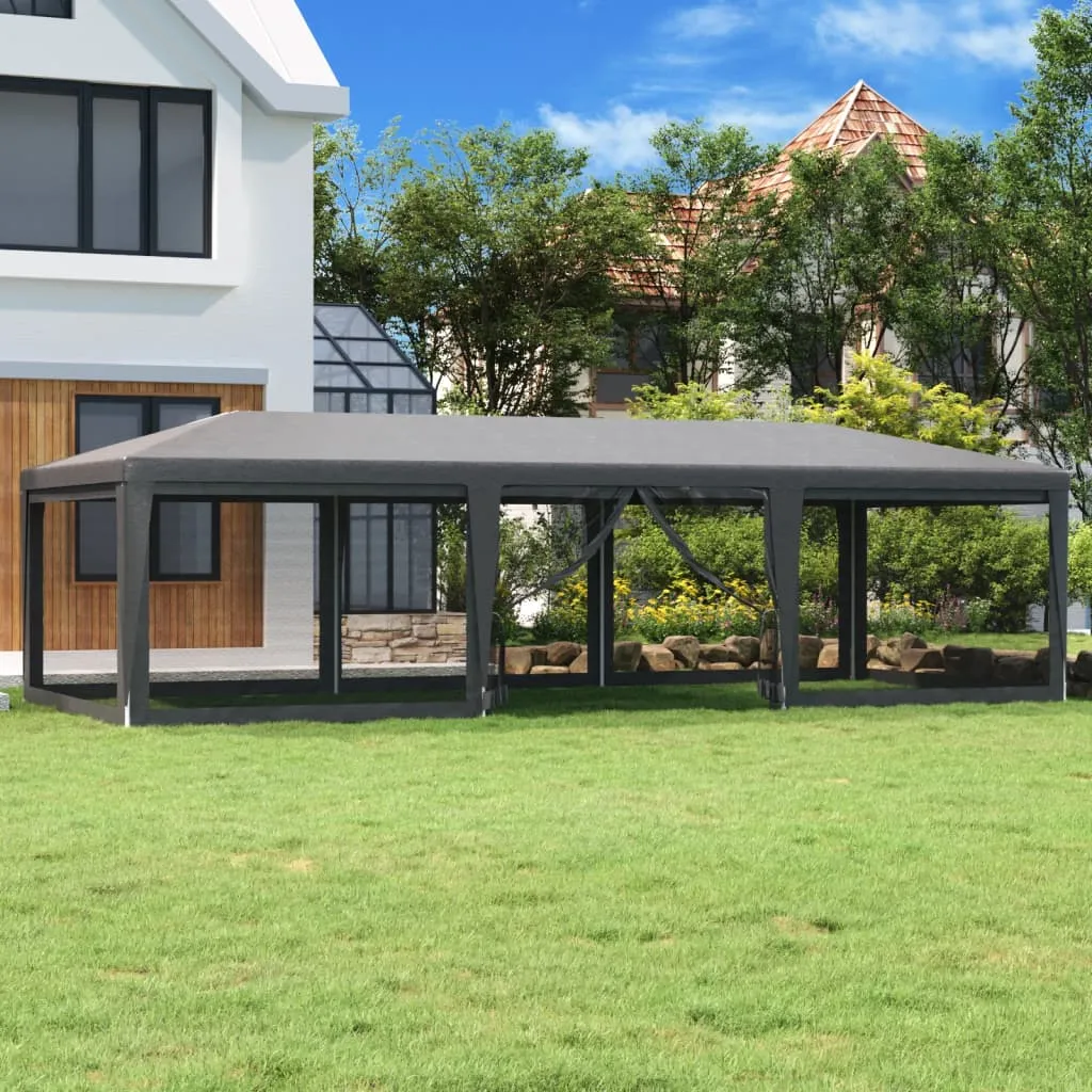 Party Tent with 8 Mesh Sidewalls Anthracite 9x4 m HDPE