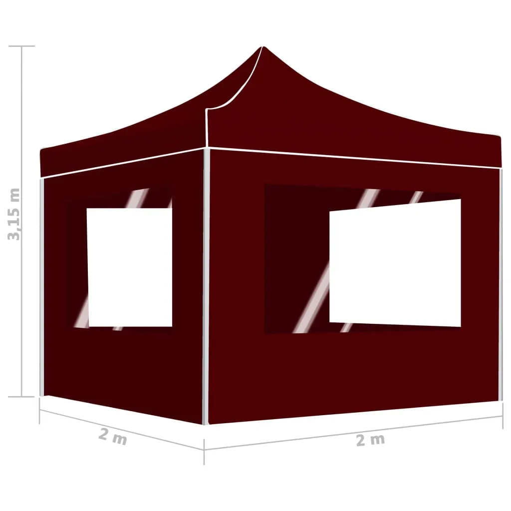 Professional Folding Party Tent with Walls Aluminium 2x2 m Bordeaux