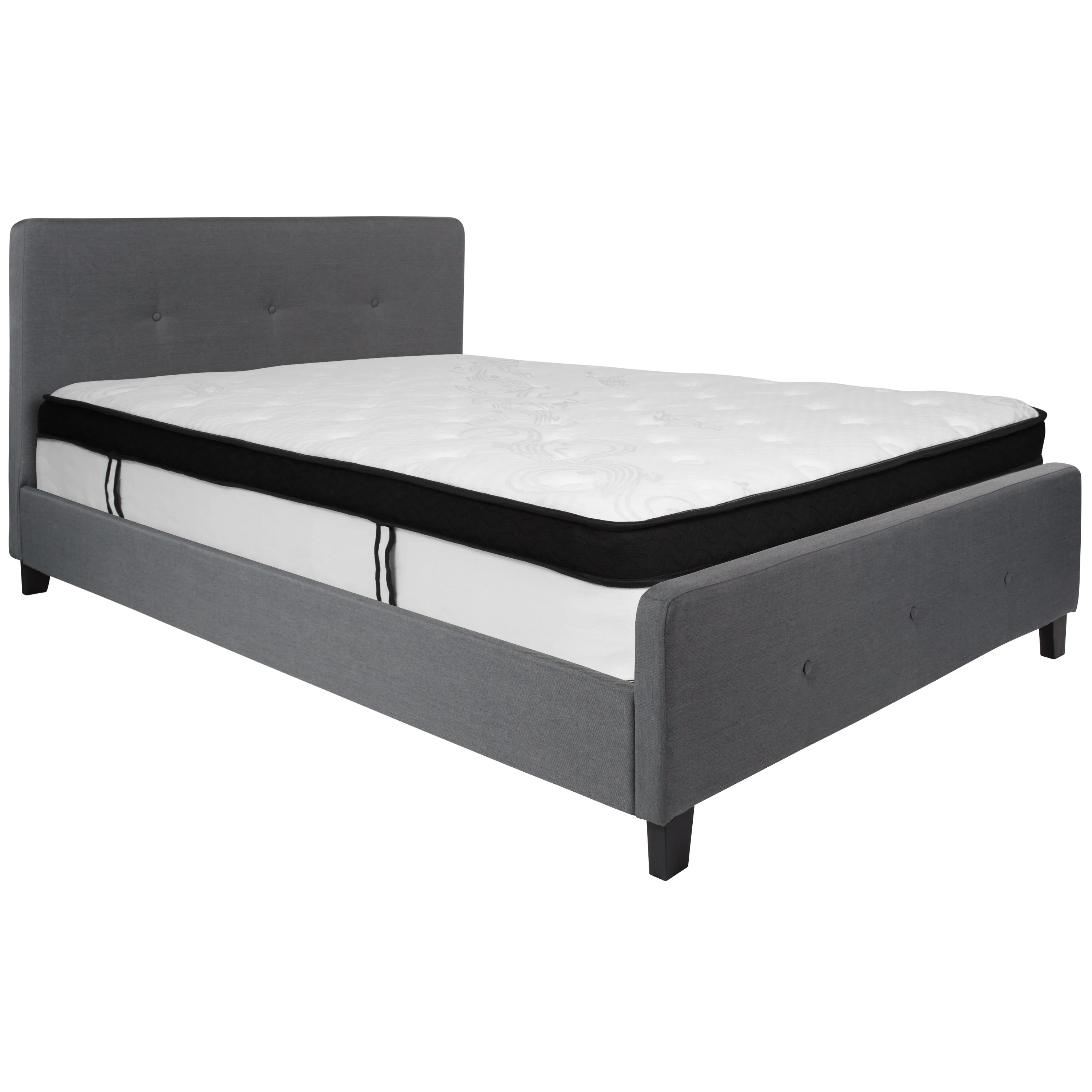 Queen Platform Bed Set-Gray HG-BMF-31-GG