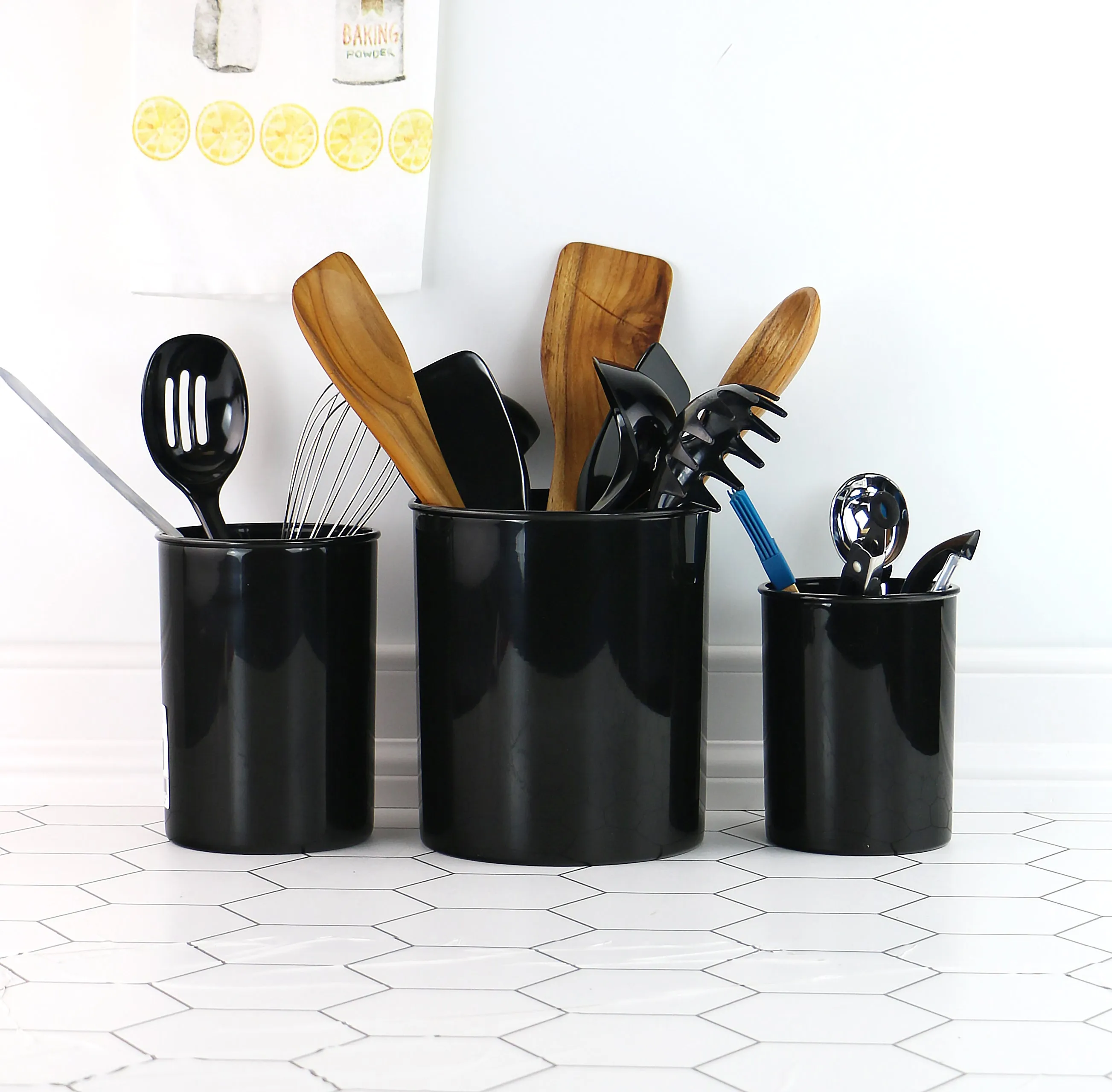 X-Large Plastic Utensil Holder, Black